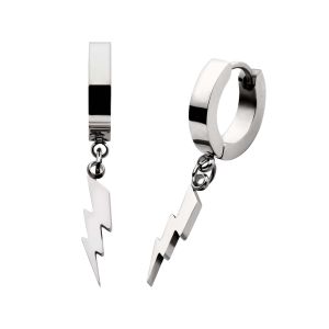 Stainless Steel Huggie Earrings with Lightning Bolt Charm small